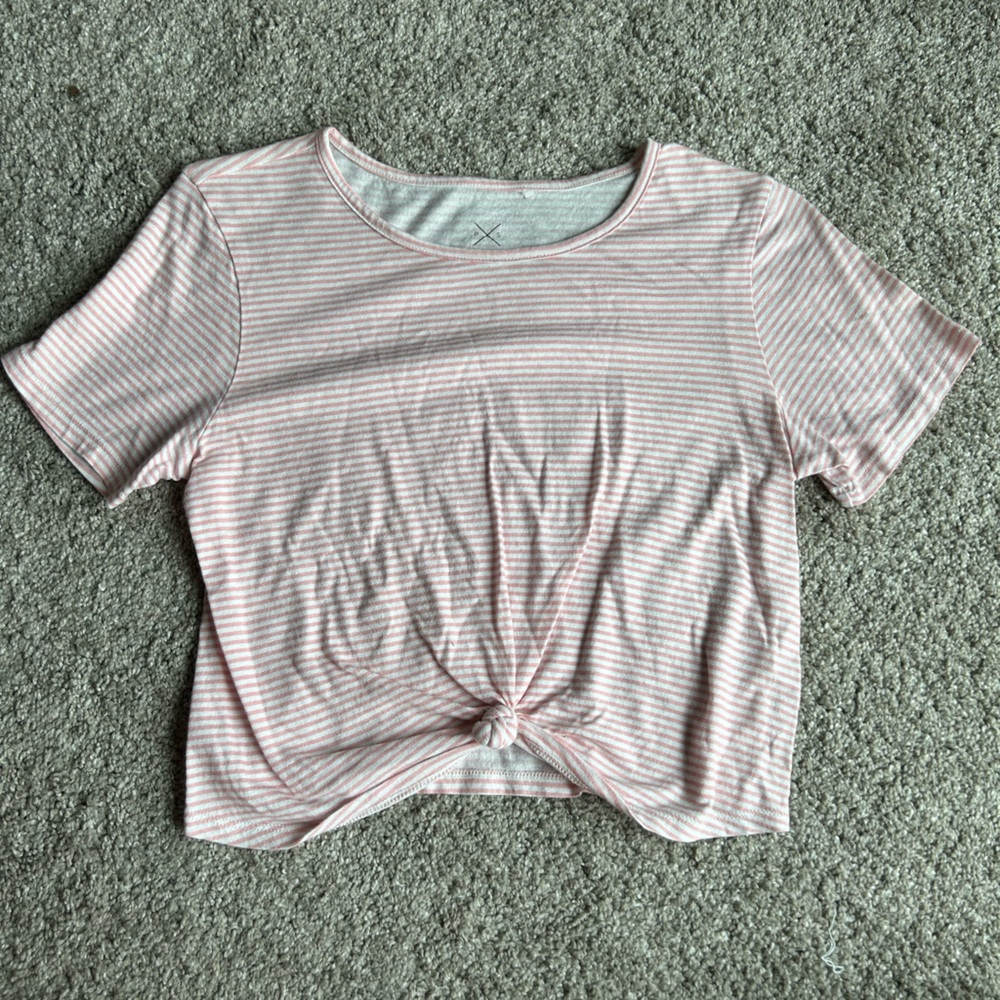Pink& white stripped T-shirt crop top